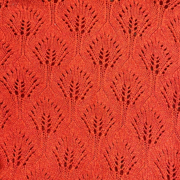 Vintage | Orange Pointelle Drop Shoulder Balloon Sleeve Turtleneck Sweater - Picture 5 of 13